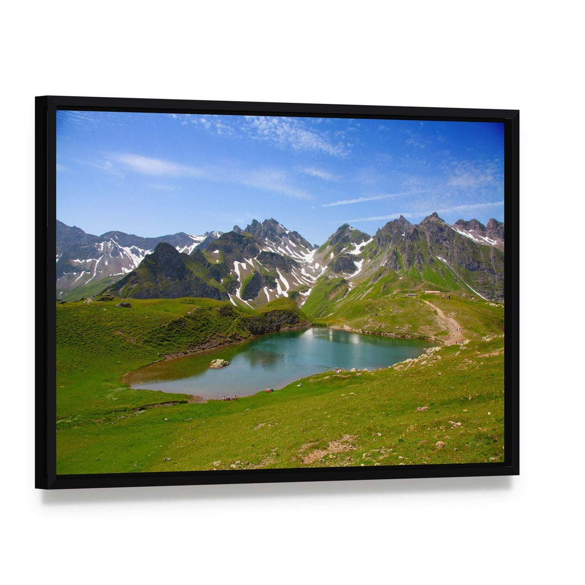 Summer Alpine Landscape Pizol St.gallen Switzerland Canvas Wall Art, framed canvas in a black floater frame, angled product view