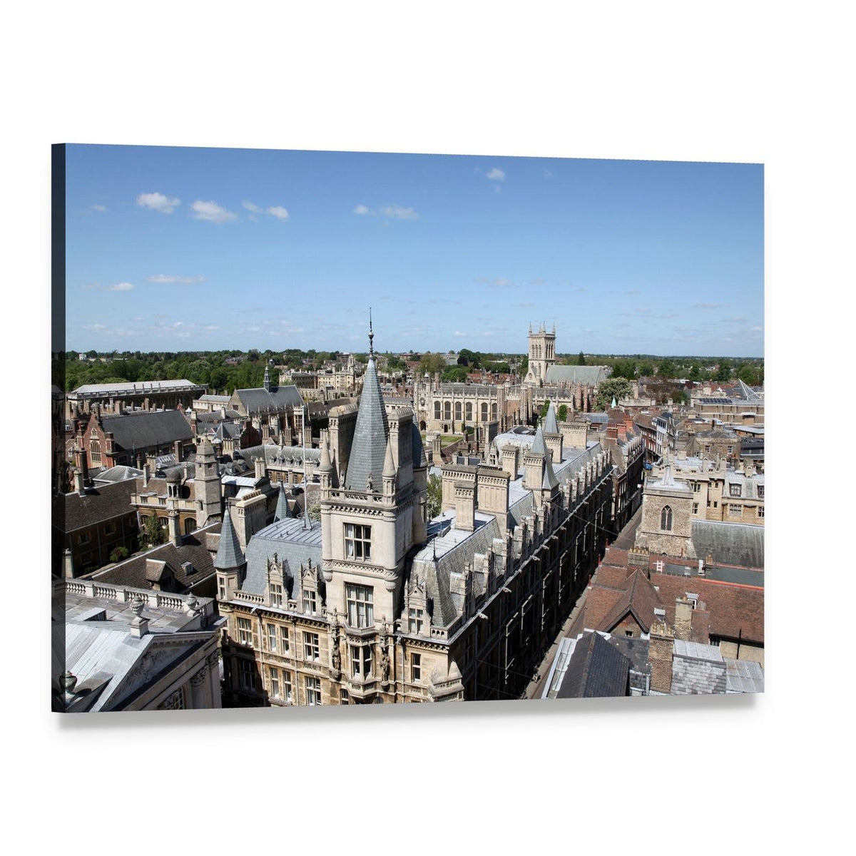 Historic Buildings of Cambridge Canvas Wall Art, single panel gallery wrapped canvas, angled product view