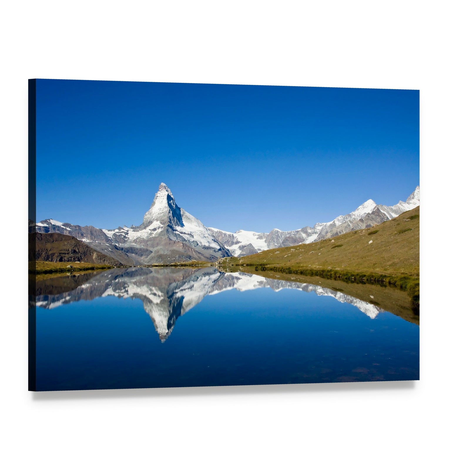 Snow-capped Matterhorn Reflection Canvas Wall Art, single panel gallery wrapped canvas, angled product view