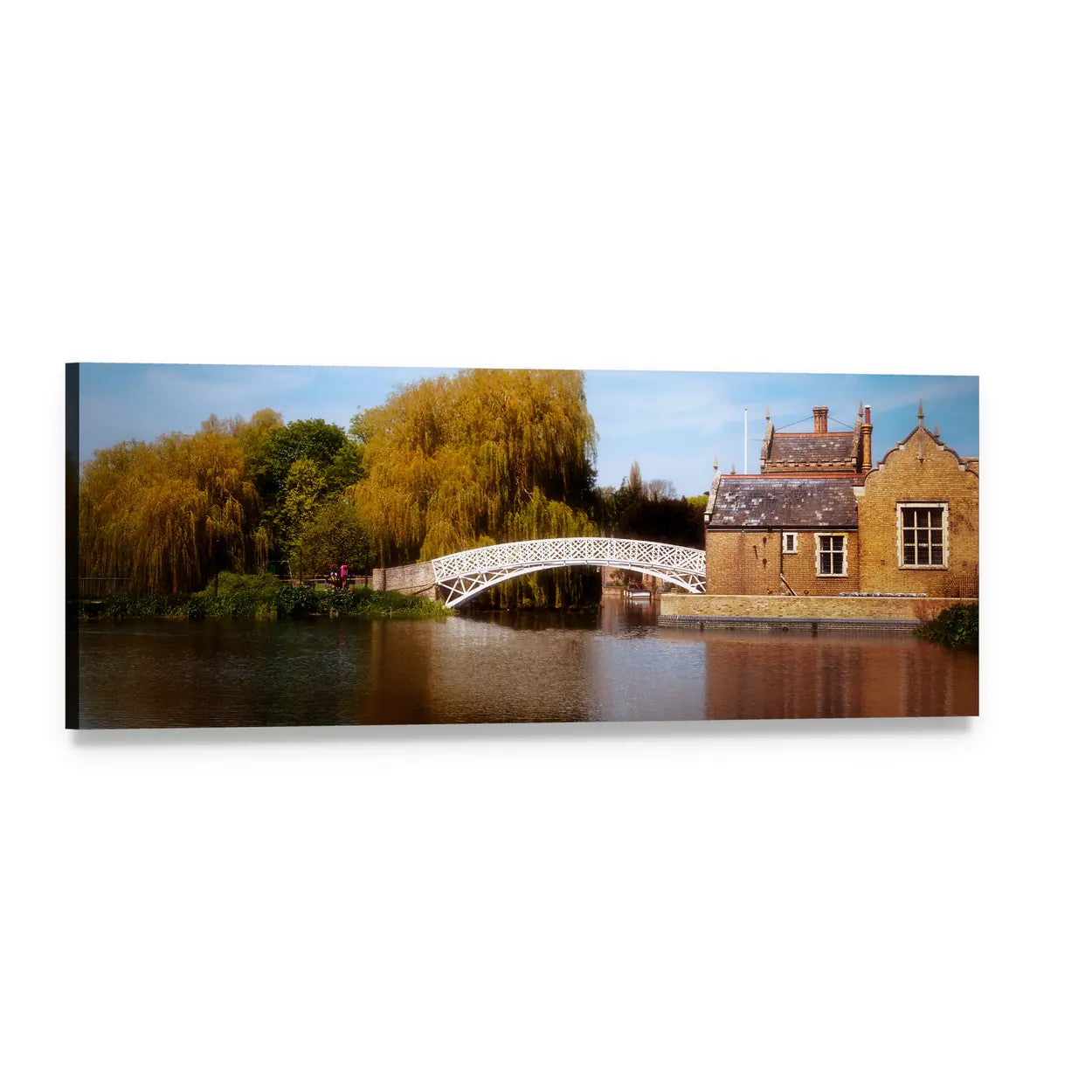 Mathematical Bridge Over River Cam Panoramic Canvas Wall Art, single panel gallery wrapped canvas, angled product view
