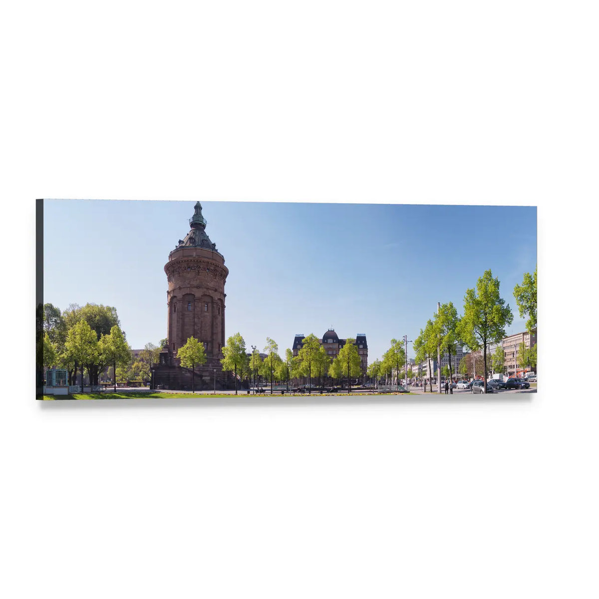 Mannheim Wasserturm Water Tower Panoramic Canvas Wall Art, single panel gallery wrapped canvas, angled product view