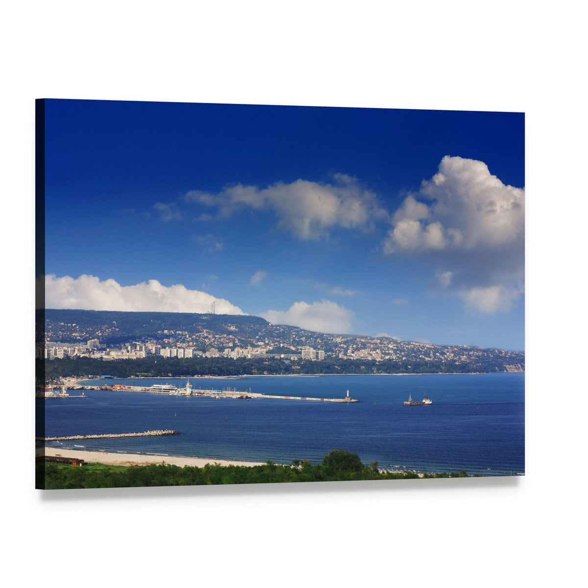 View from Asparuhovo, Varna Canvas Wall Art, single panel gallery wrapped canvas, angled product view