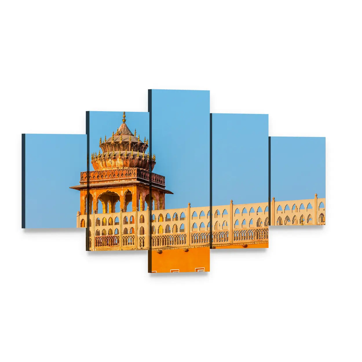 Hawa Mahal Jaipur Canvas Wall Art, 5 panel 5 Star layout gallery wrapped canvas set, angled product view