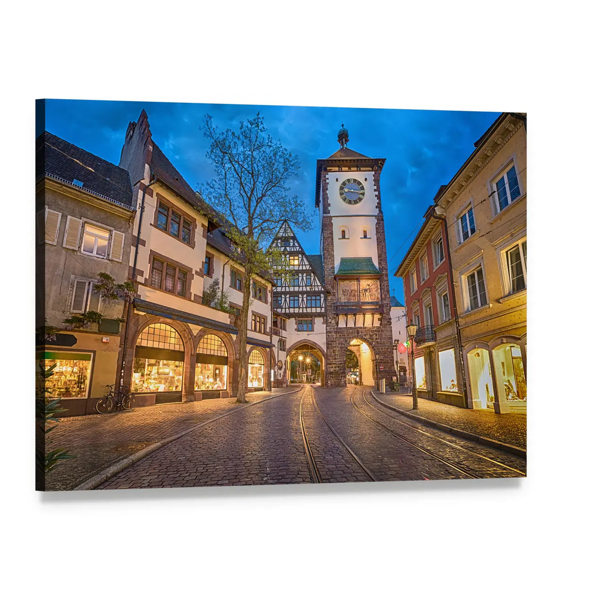 City Gate at Dusk Canvas Wall Art, single panel gallery wrapped canvas, angled product view
