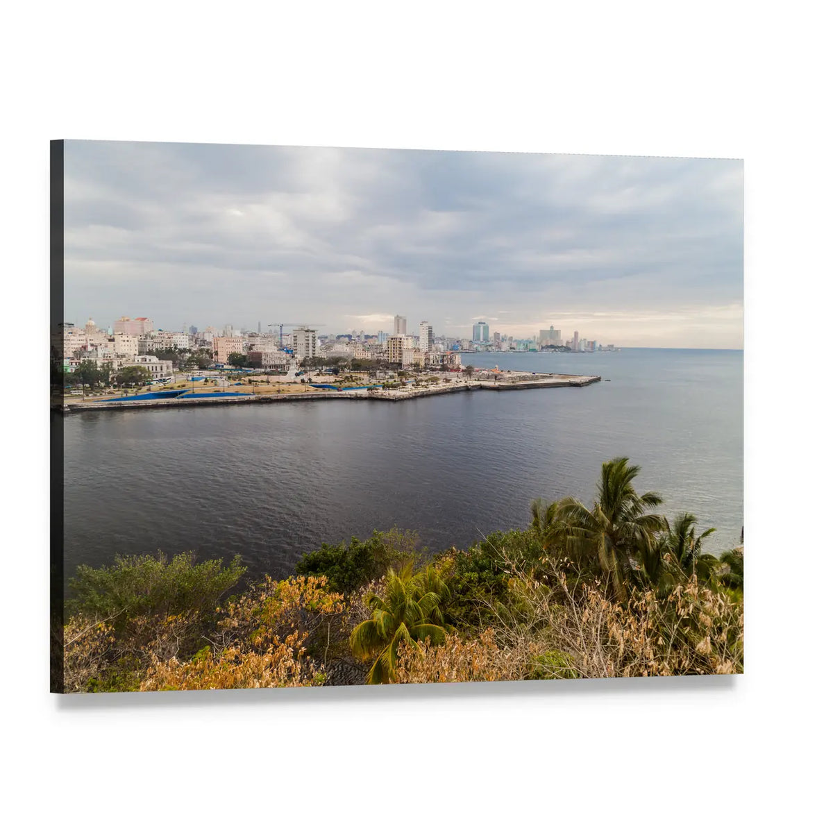Havana Harbor Skyline Canvas Wall Art, single panel gallery wrapped canvas, angled product view