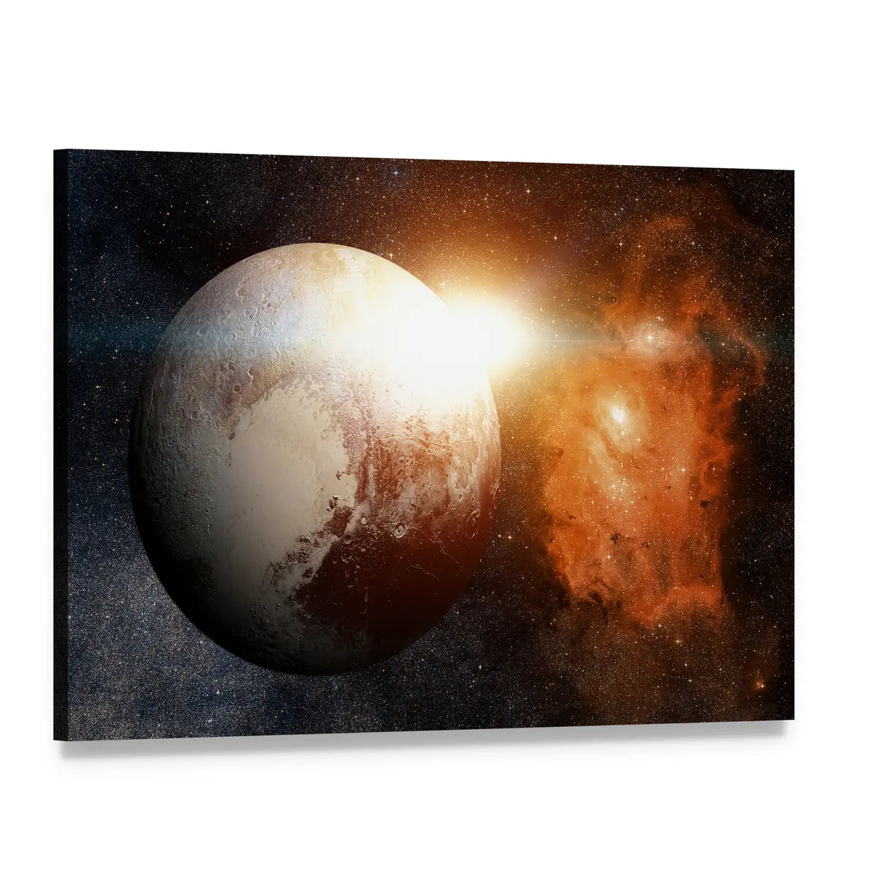 Pluto with Heart-shaped Terrain Canvas Wall Art, single panel gallery wrapped canvas, angled product view