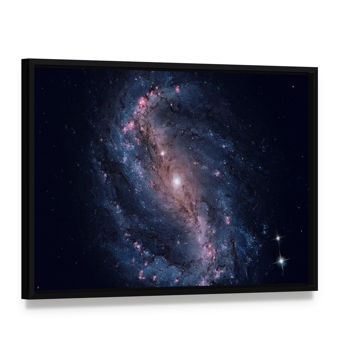 Ngc 6217 Galaxy Canvas Wall Art, framed canvas in a black floater frame, angled product view