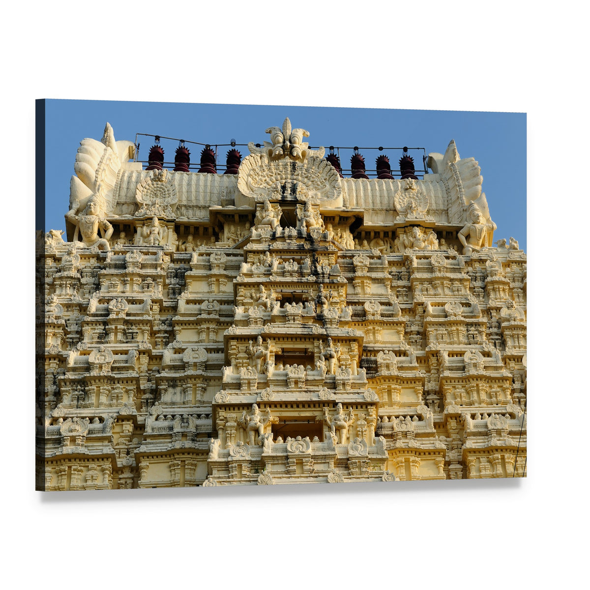 Ekambareswarar Temple Ornate Facade Canvas Wall Art, single panel gallery wrapped canvas, angled product view