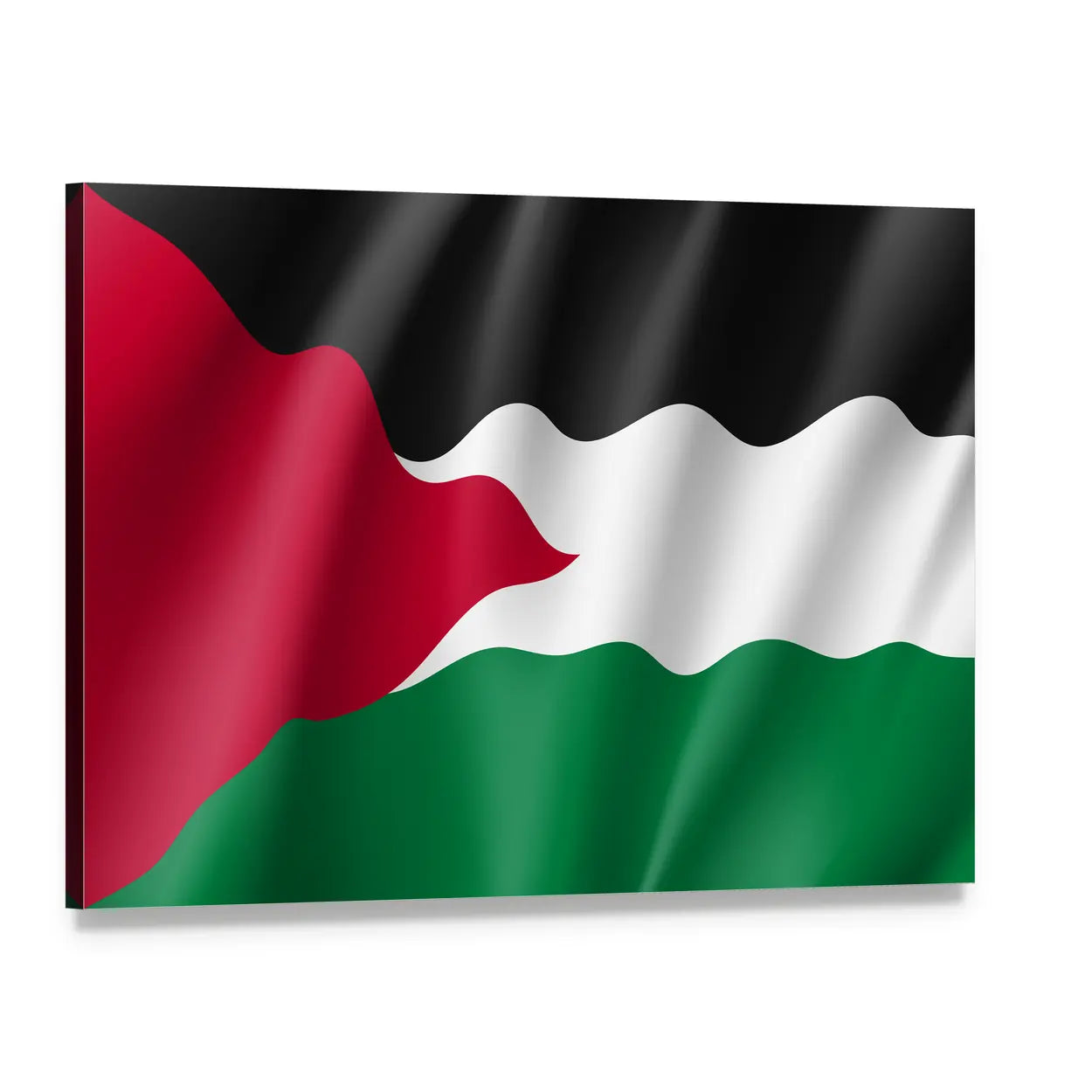 Palestinian Flag in Motion Canvas Wall Art, single panel gallery wrapped canvas, angled product view