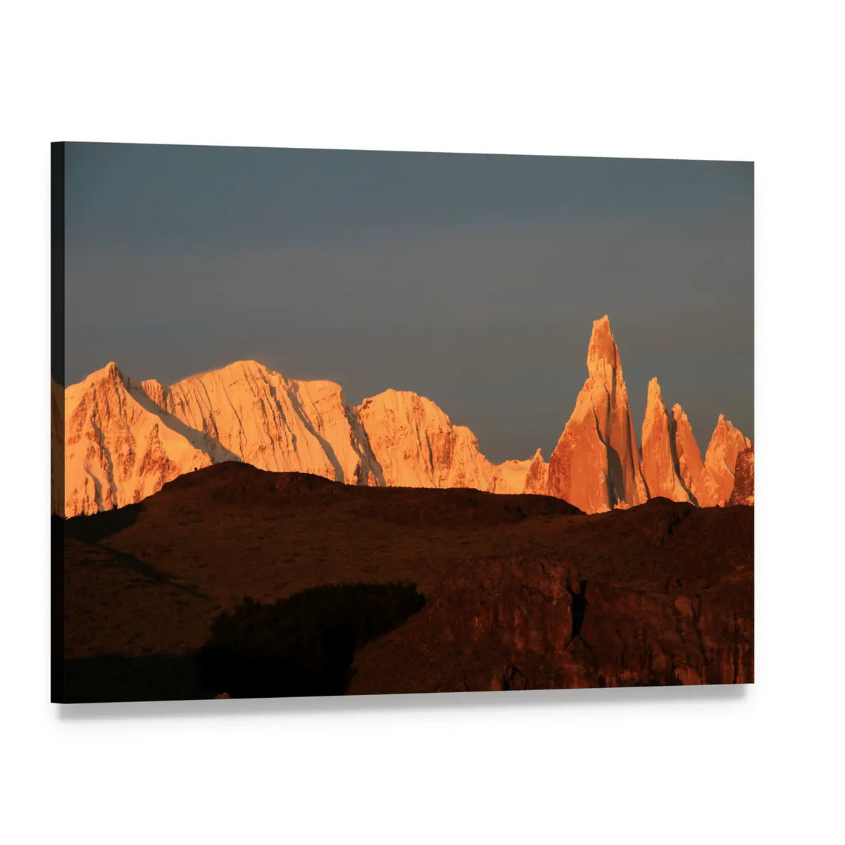 Cerro Torre at Sunrise Canvas Wall Art, single panel gallery wrapped canvas, angled product view