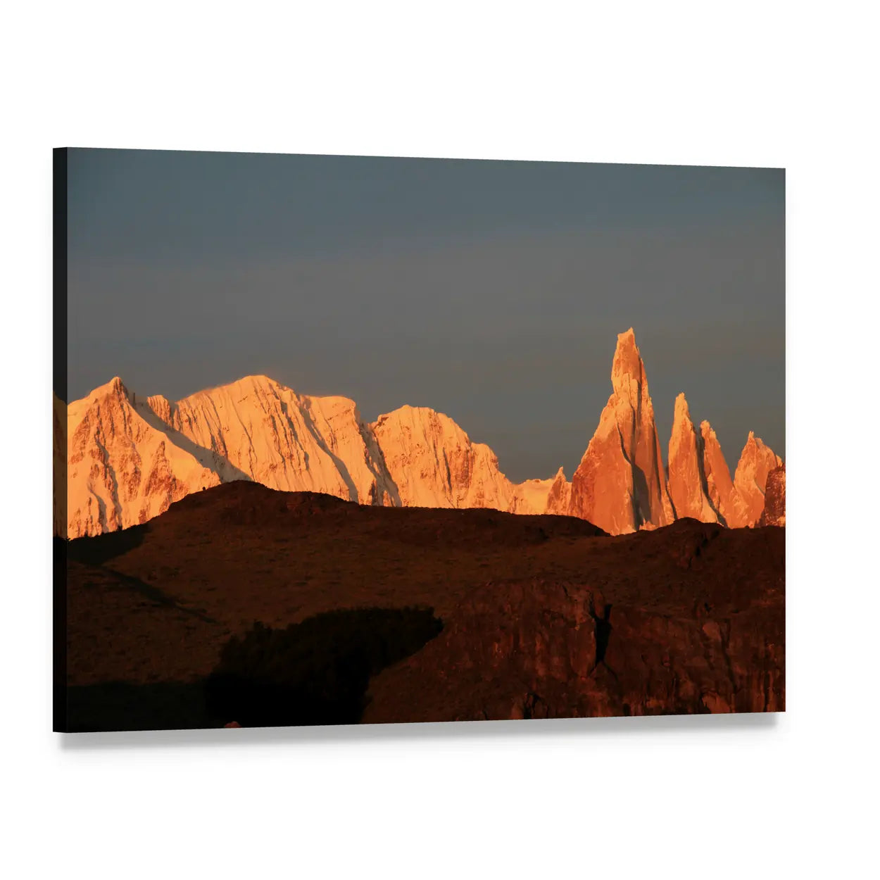 Cerro Torre at Sunrise Canvas Wall Art, single panel gallery wrapped canvas, angled product view
