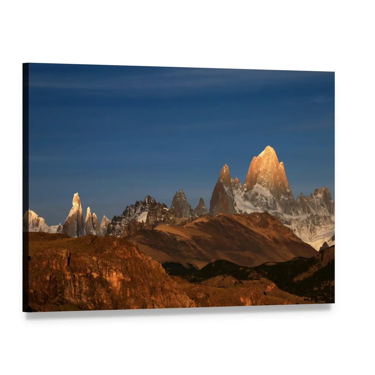 Fitz Roy at Sunrise Canvas Wall Art, single panel gallery wrapped canvas, angled product view