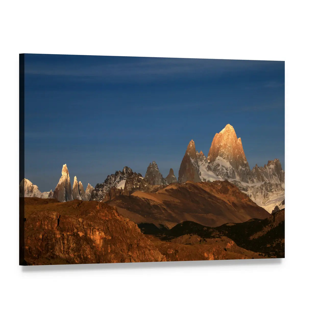 Fitz Roy at Sunrise Canvas Wall Art, single panel gallery wrapped canvas, angled product view