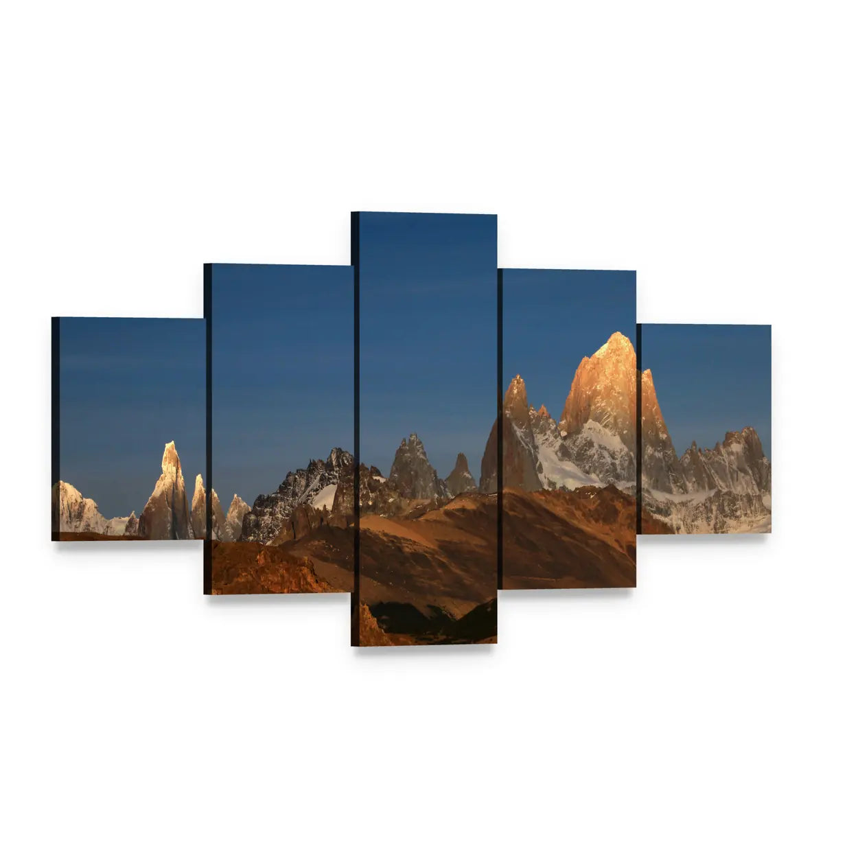 Fitz Roy at Sunrise Canvas Wall Art, 5 panel 5 Star layout gallery wrapped canvas set, angled product view