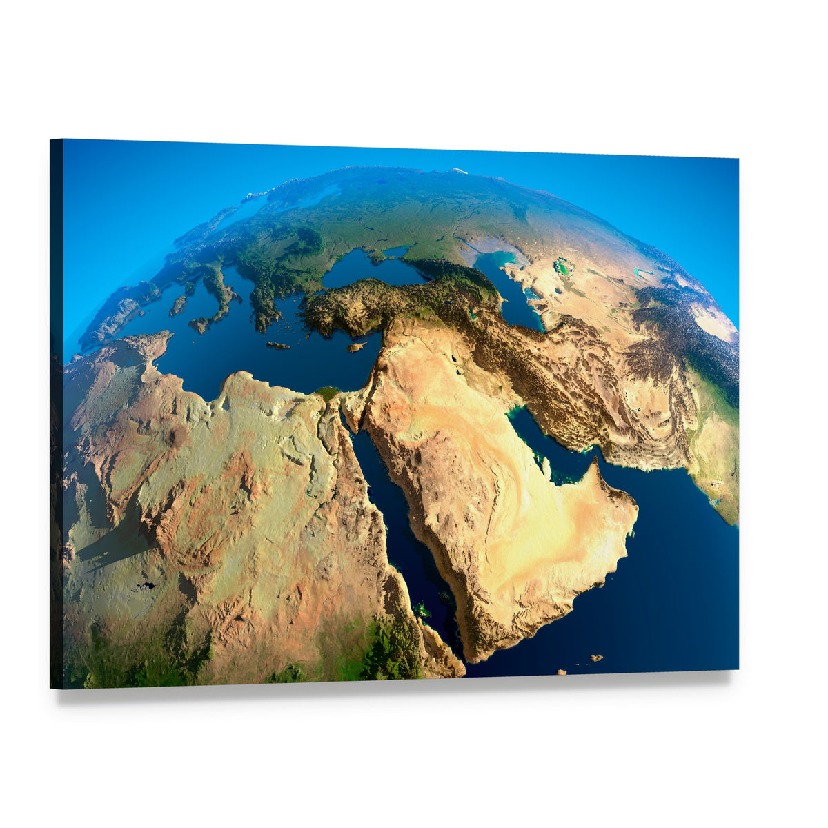 Middle East Satellite View Canvas Wall Art, single panel gallery wrapped canvas, angled product view