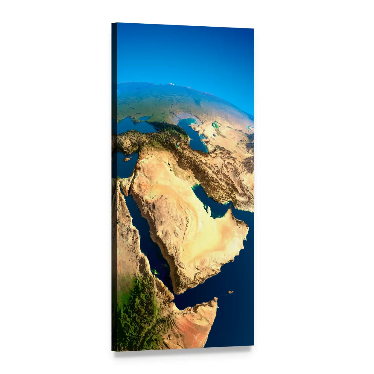 Middle East Satellite View Vertical Canvas Wall Art, 1 panel 1 Vertical layout gallery wrapped canvas set, angled product view