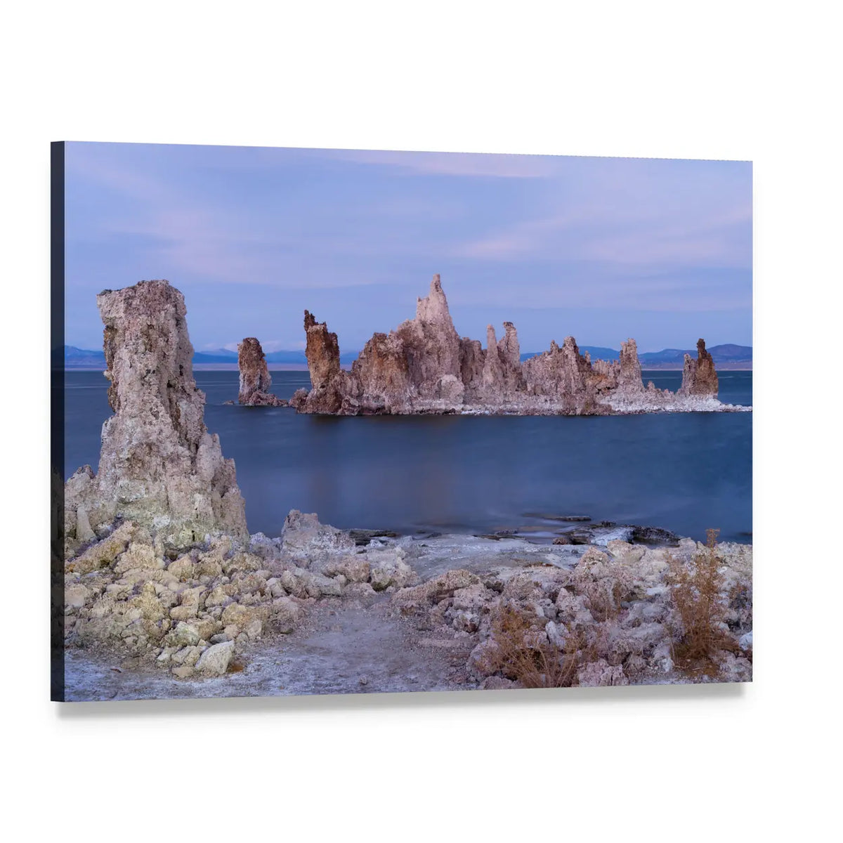 Tufa Towers of Mono Lake at Dusk Canvas Wall Art, single panel gallery wrapped canvas, angled product view