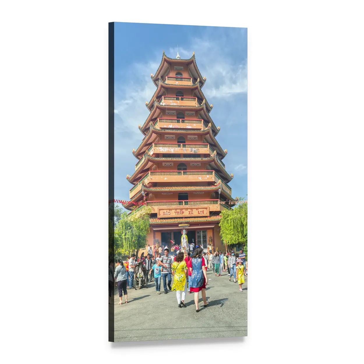 Ho Chi Minh City Pagoda Courtyard Vertical Canvas Wall Art, 1 panel 1 Vertical layout gallery wrapped canvas set, angled product view
