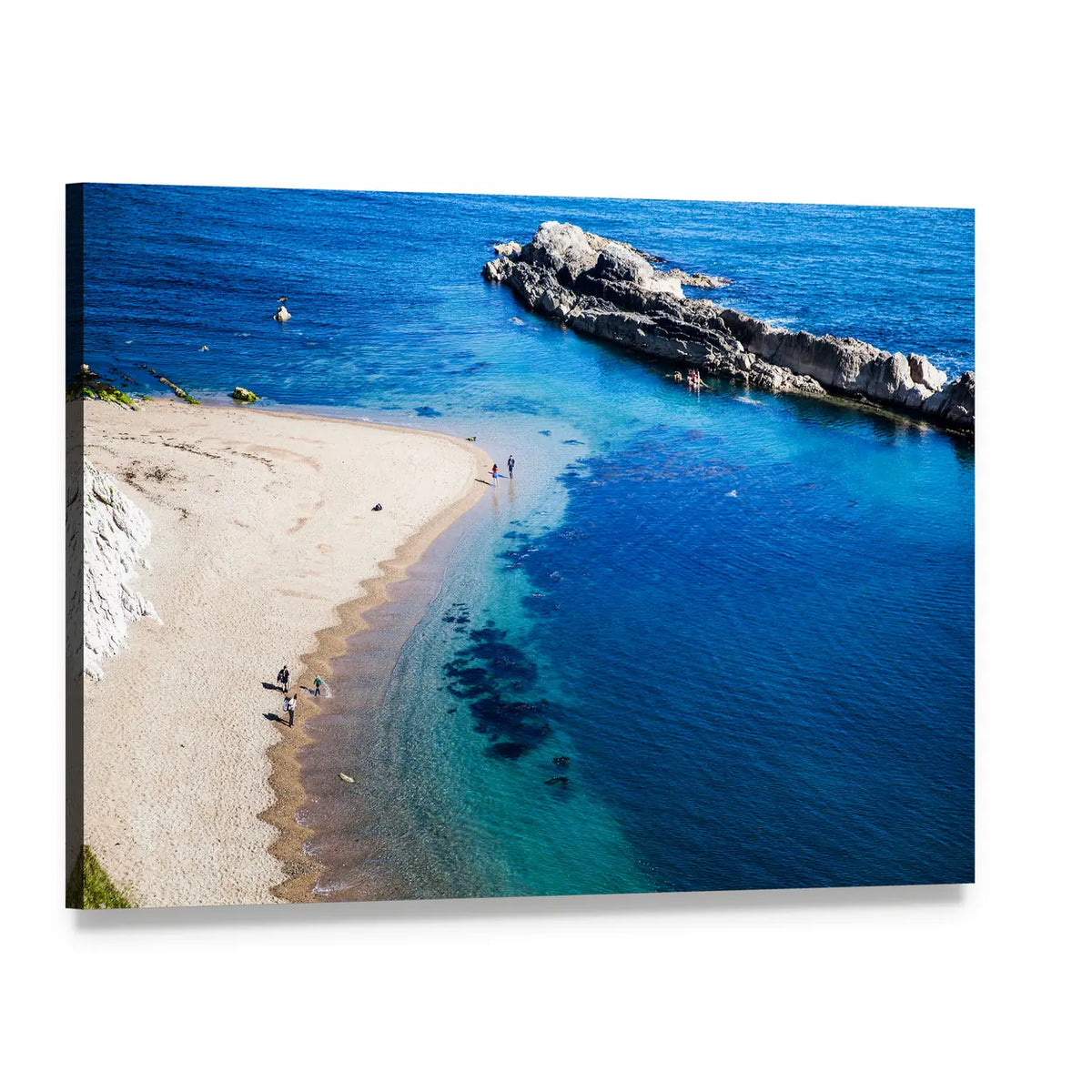 Jurassic Coast Dorset Beach Canvas Wall Art, single panel gallery wrapped canvas, angled product view