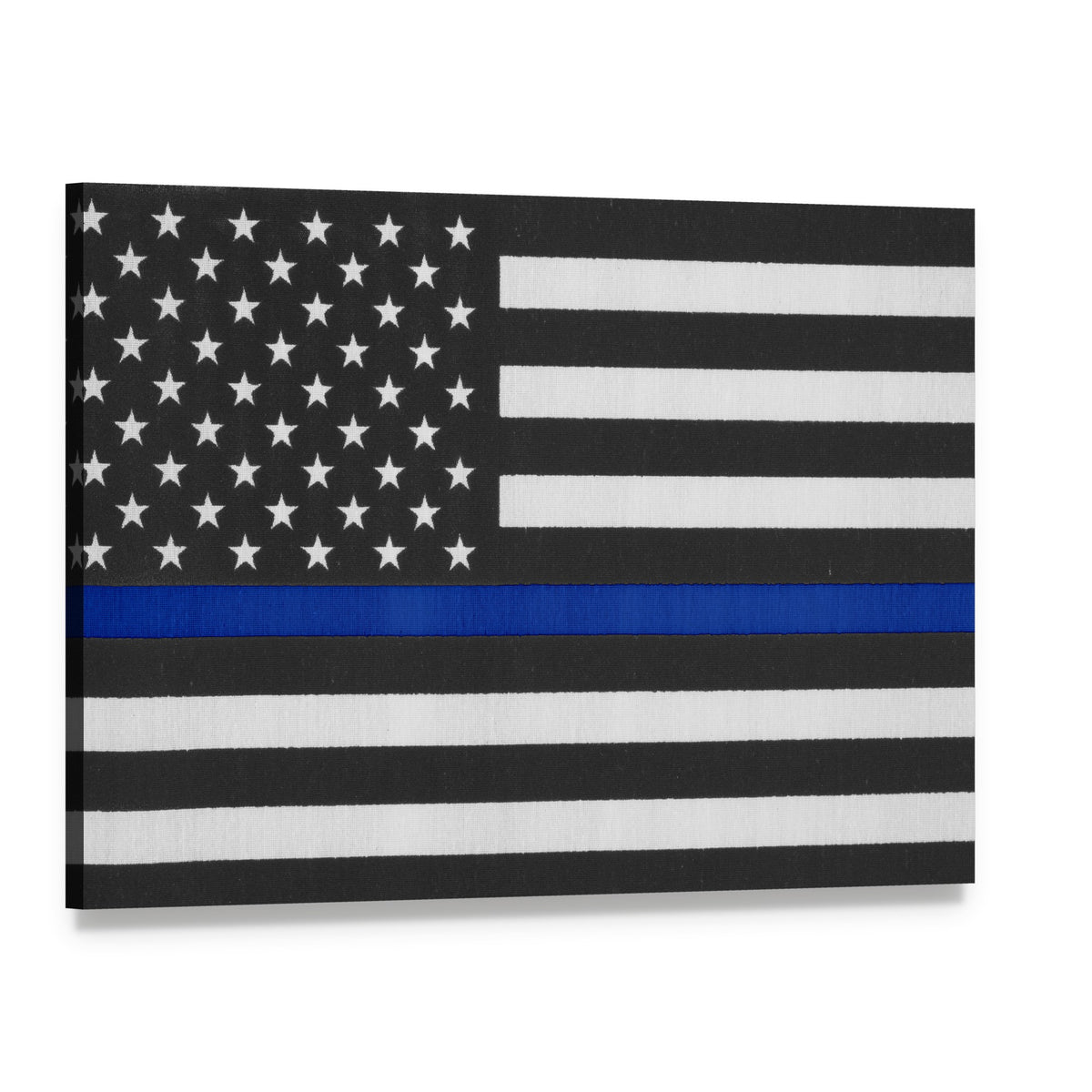 Thin Blue Line American Police Flag Canvas Wall Art, single panel gallery wrapped canvas, angled product view