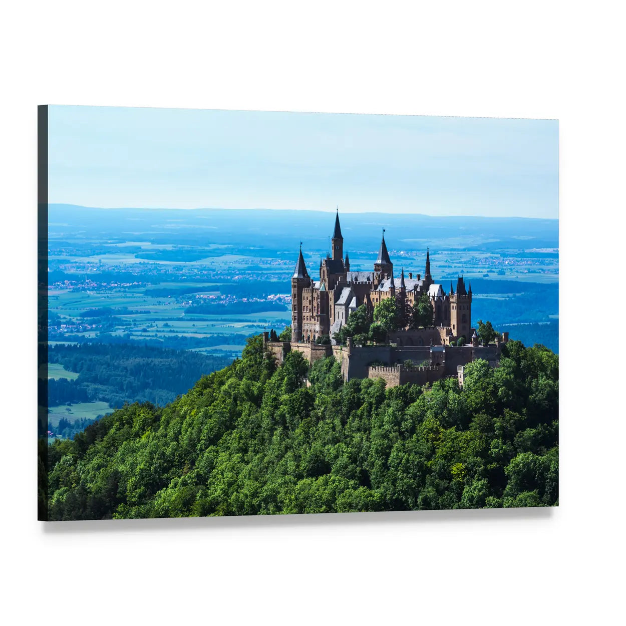 Hohenzollern Castle on Forested Hill Canvas Wall Art, single panel gallery wrapped canvas, angled product view