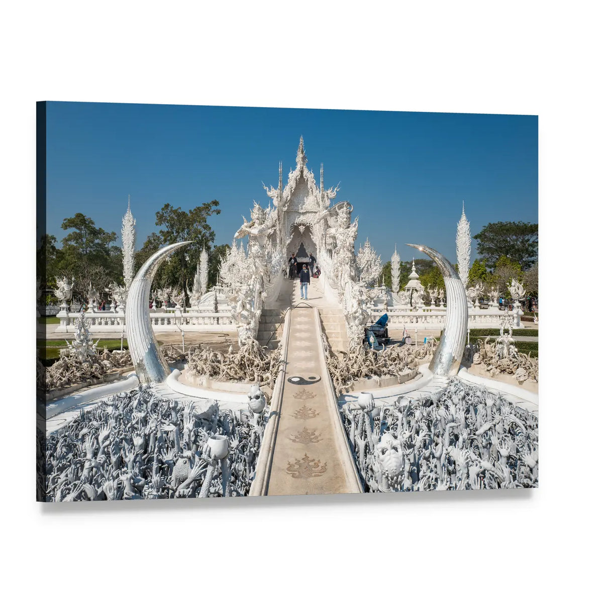 Wat Rong Khun White Temple Chiang Rai Canvas Wall Art, single panel gallery wrapped canvas, angled product view