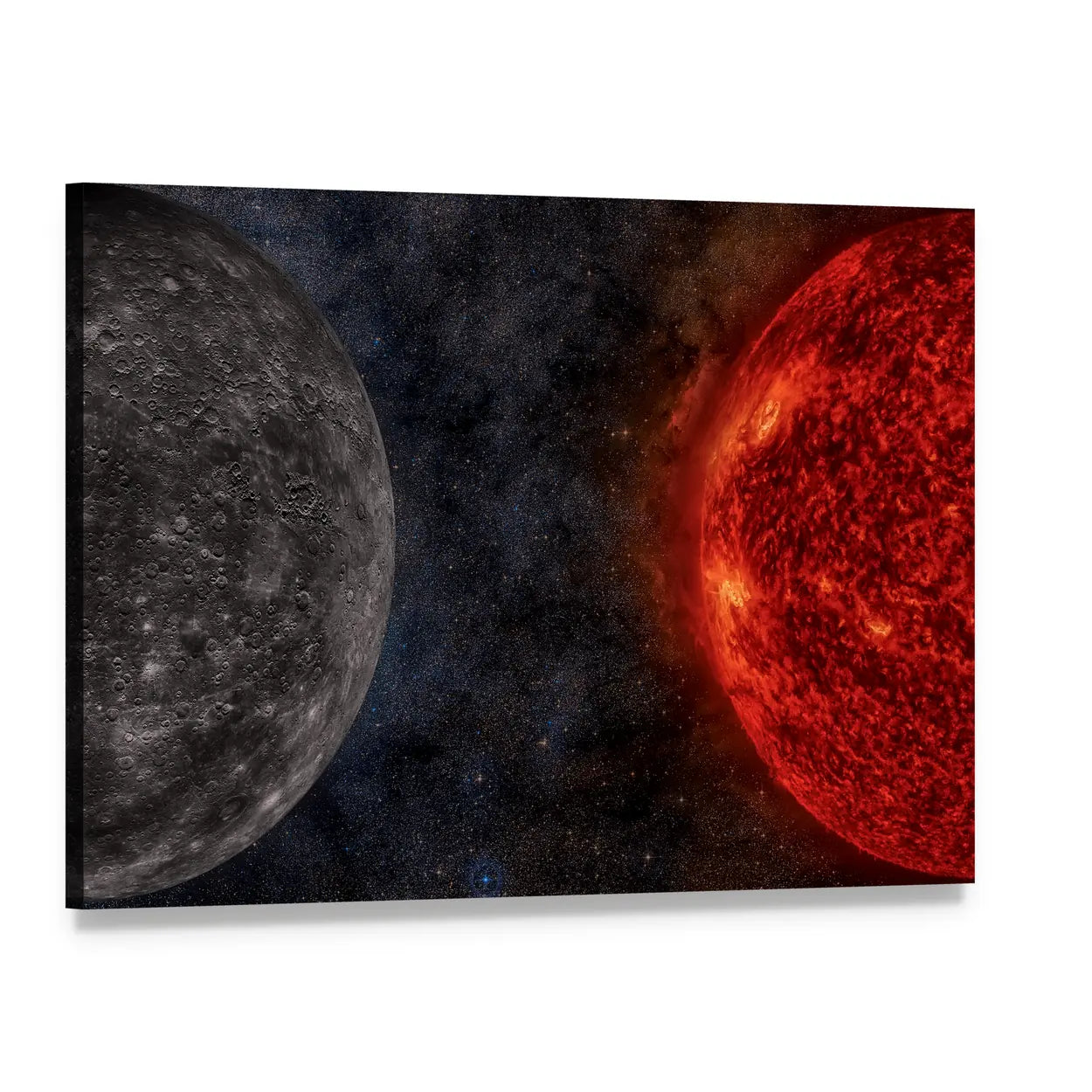 Mercury Beside Fiery Sun Canvas Wall Art, single panel gallery wrapped canvas, angled product view