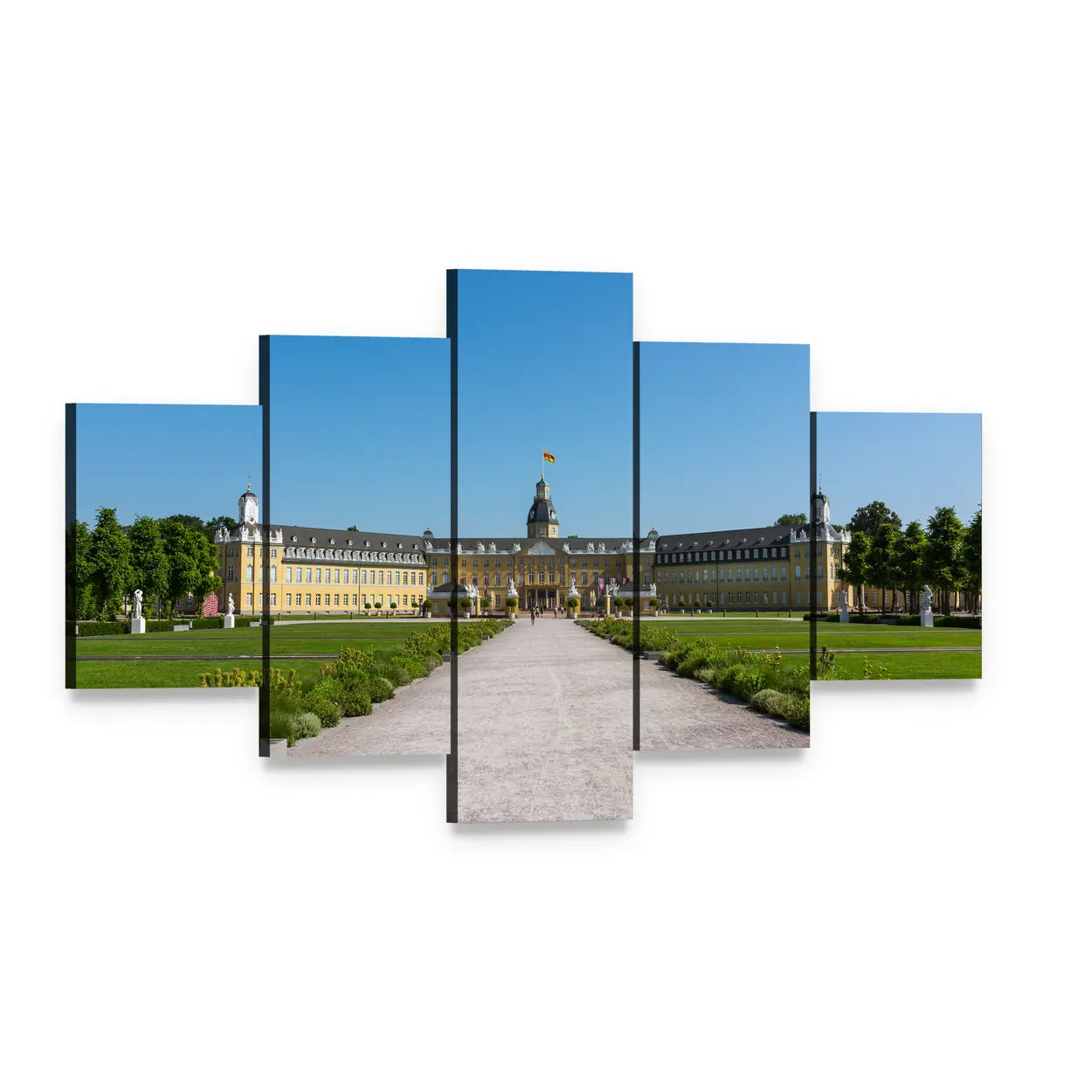 Karlsruhe Palace Canvas Wall Art, 5 panel 5 Star layout gallery wrapped canvas set, angled product view