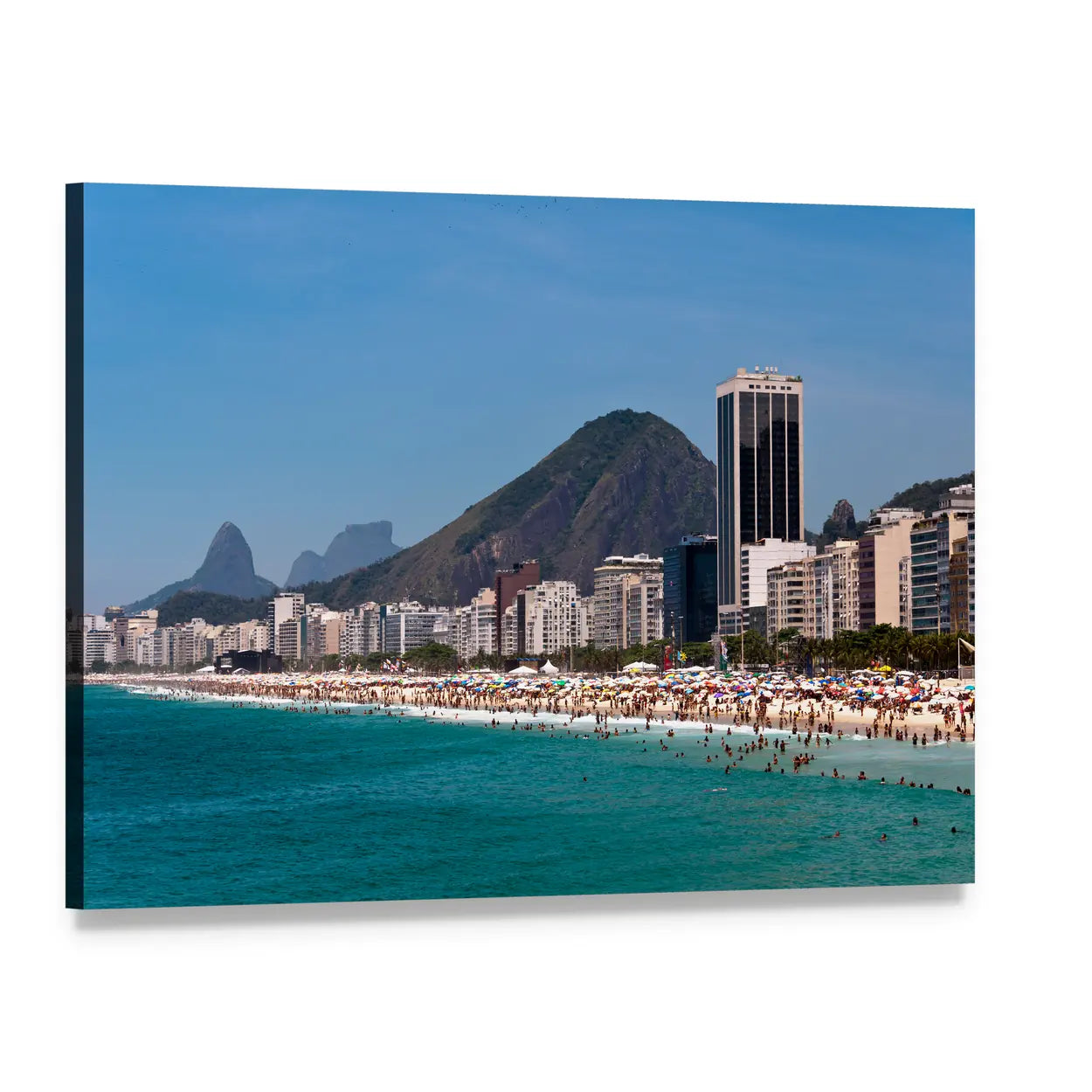 Copacabana Beach Canvas Wall Art, single panel gallery wrapped canvas, angled product view