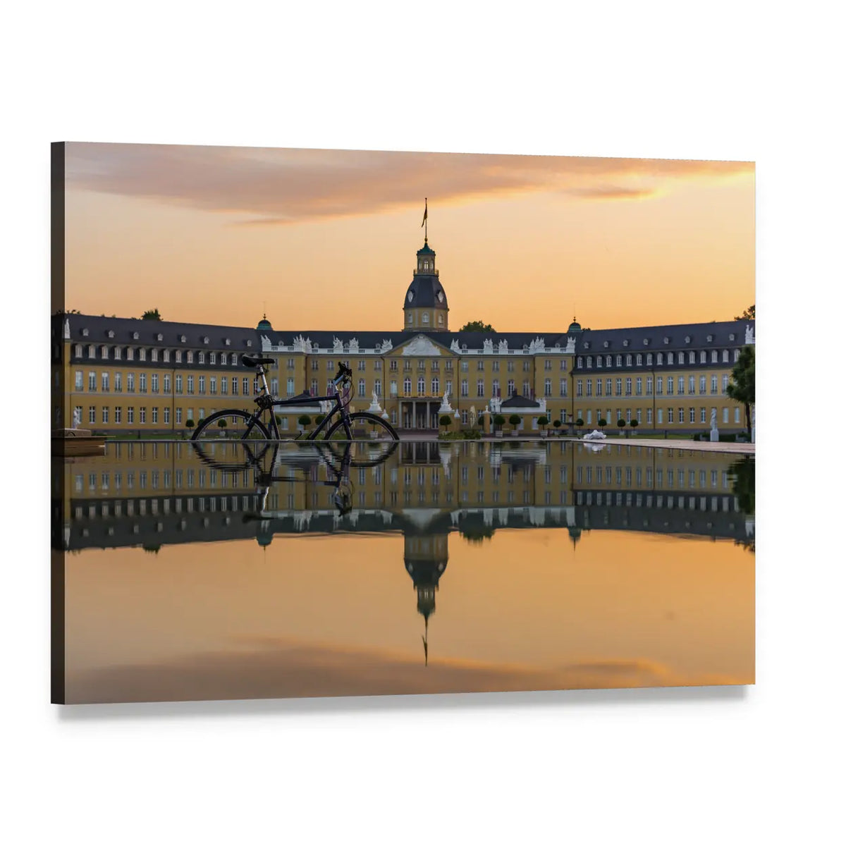 Sunset Over Karlsruhe Palace Canvas Wall Art, single panel gallery wrapped canvas, angled product view