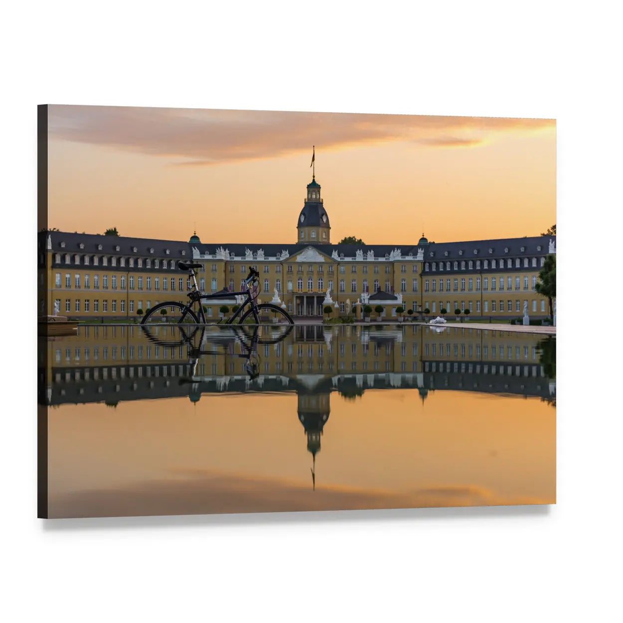 Sunset Over Karlsruhe Palace Canvas Wall Art, single panel gallery wrapped canvas, angled product view