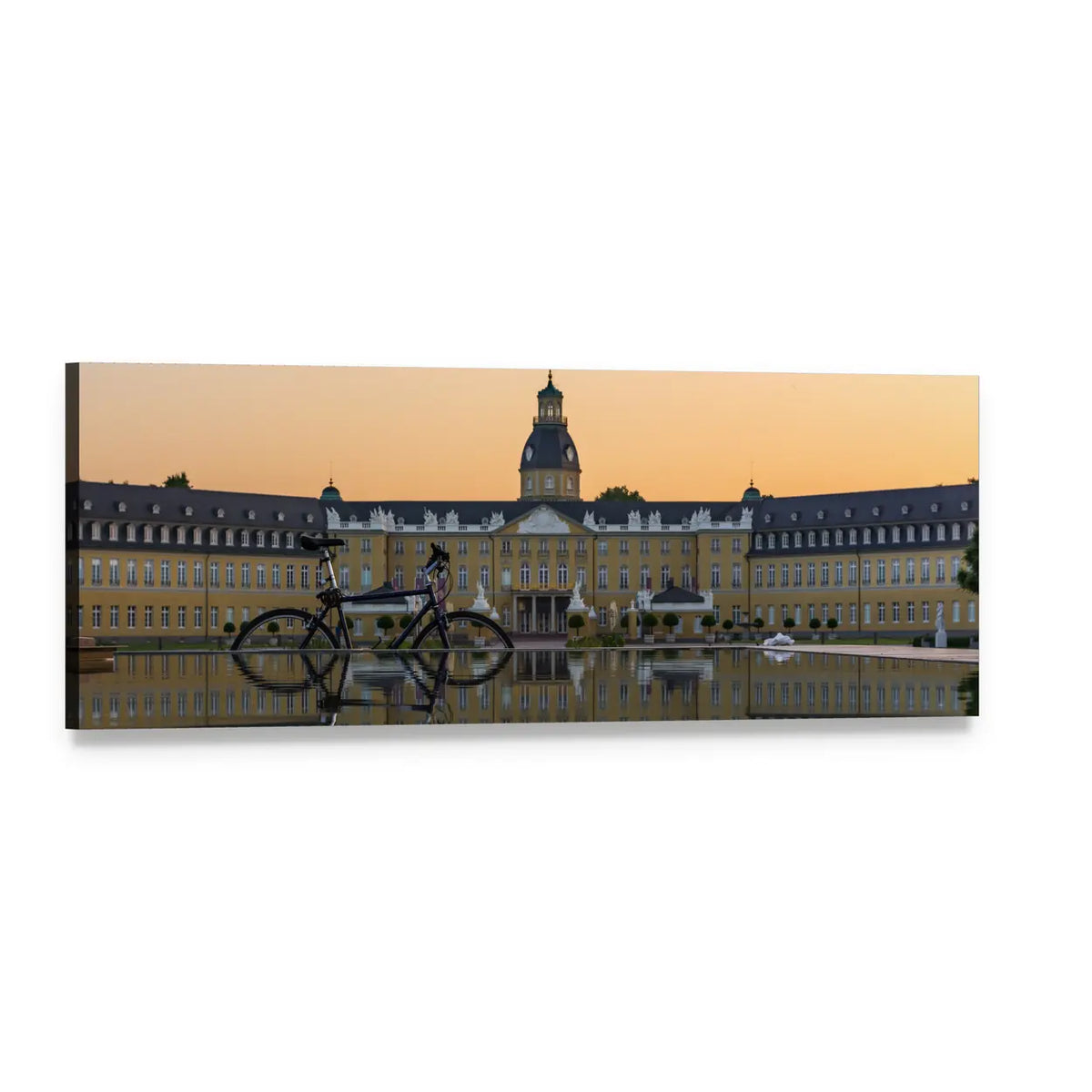 Sunset Over Karlsruhe Palace Panoramic Canvas Wall Art, single panel gallery wrapped canvas, angled product view