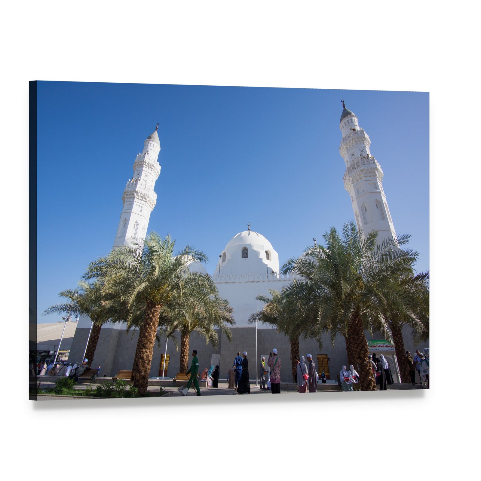 Quba Mosque in Medina Canvas Wall Art, single panel gallery wrapped canvas, angled product view