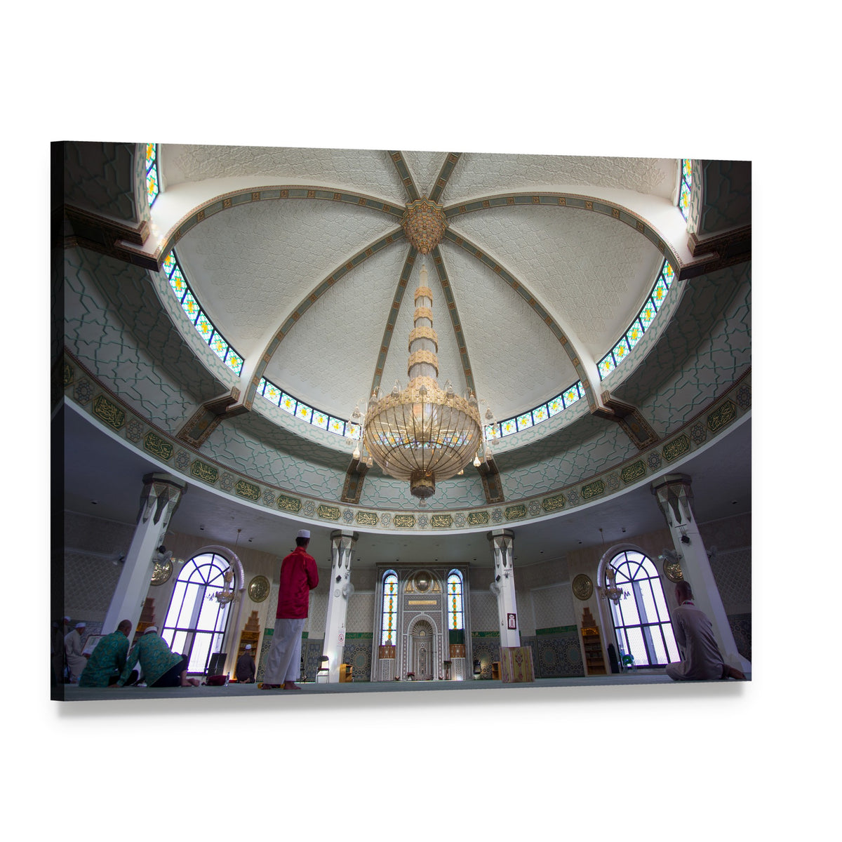 Ar Rahmah Mosque Interior in Jeddah Canvas Wall Art, single panel gallery wrapped canvas, angled product view
