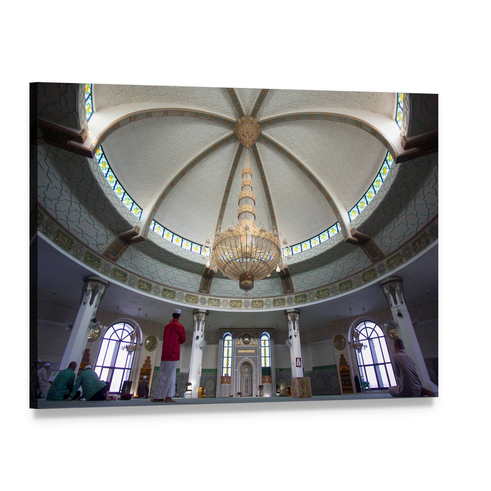 Ar Rahmah Mosque Interior in Jeddah Canvas Wall Art, single panel gallery wrapped canvas, angled product view