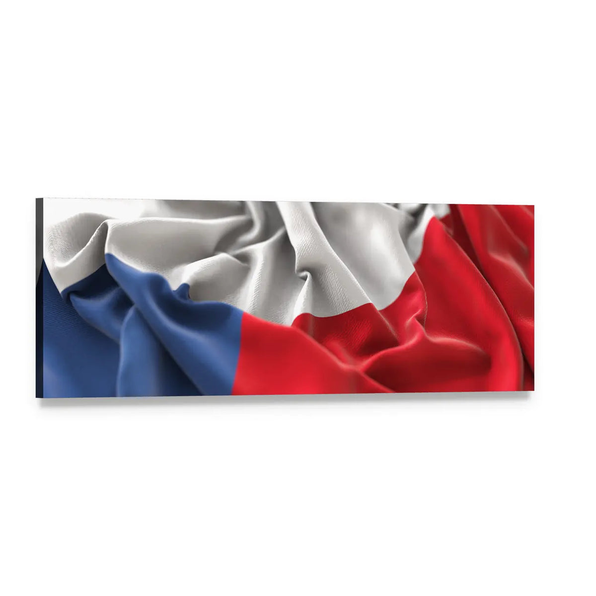 Czech Republic Flag Close-up Panoramic Canvas Wall Art, single panel gallery wrapped canvas, angled product view