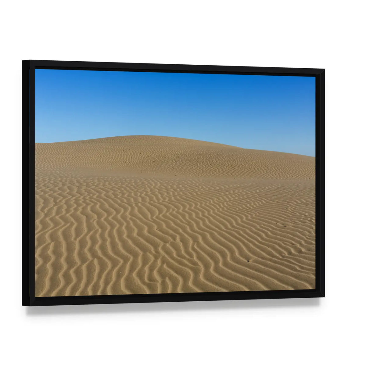 Sand Ripples on Desert Dunes Canvas Wall Art, framed canvas in a black floater frame, angled product view