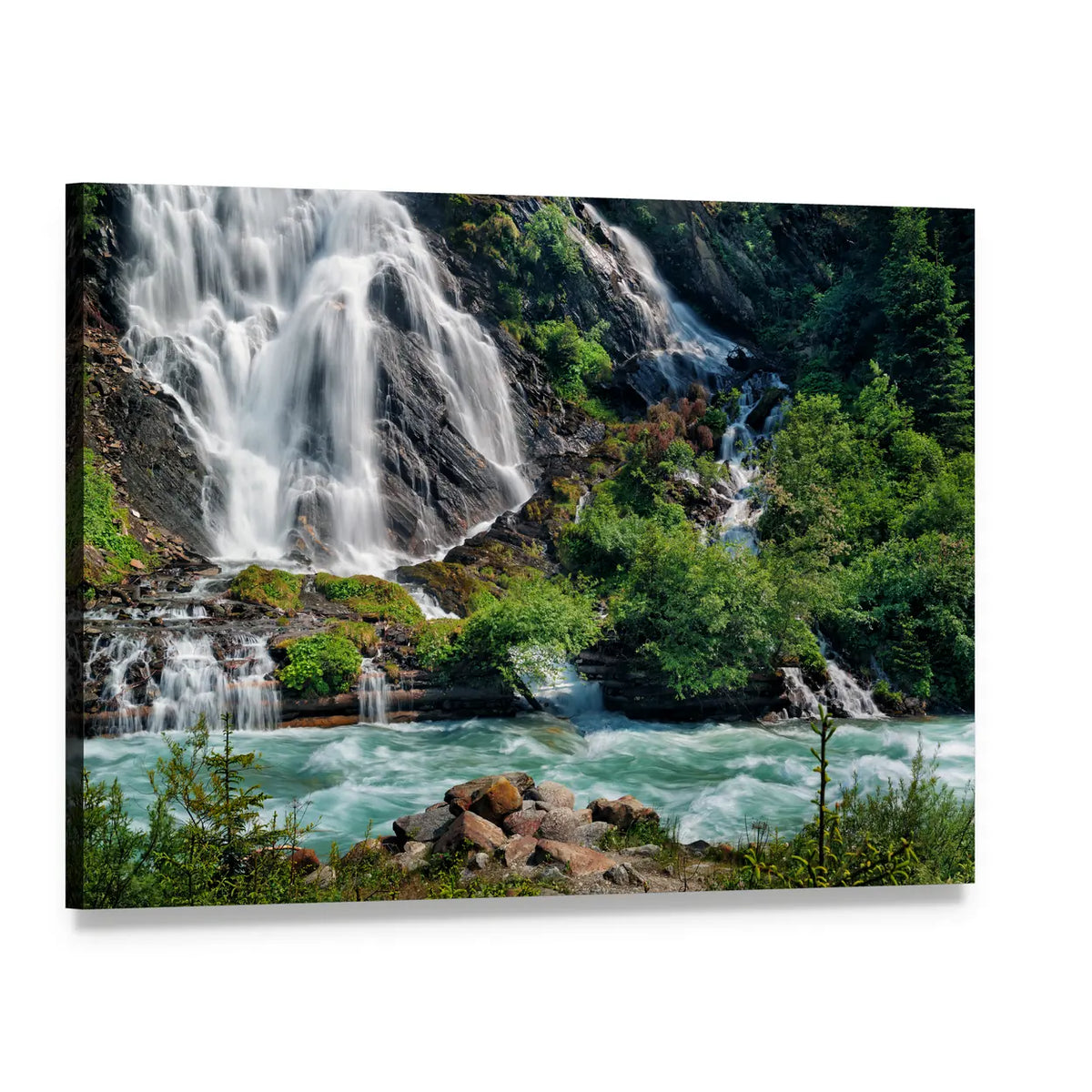 Schleierfall Waterfall Canvas Wall Art, single panel gallery wrapped canvas, angled product view