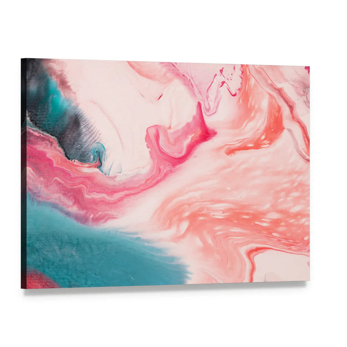 Marble Waves Abstract Canvas Wall Art, single panel gallery wrapped canvas, angled product view