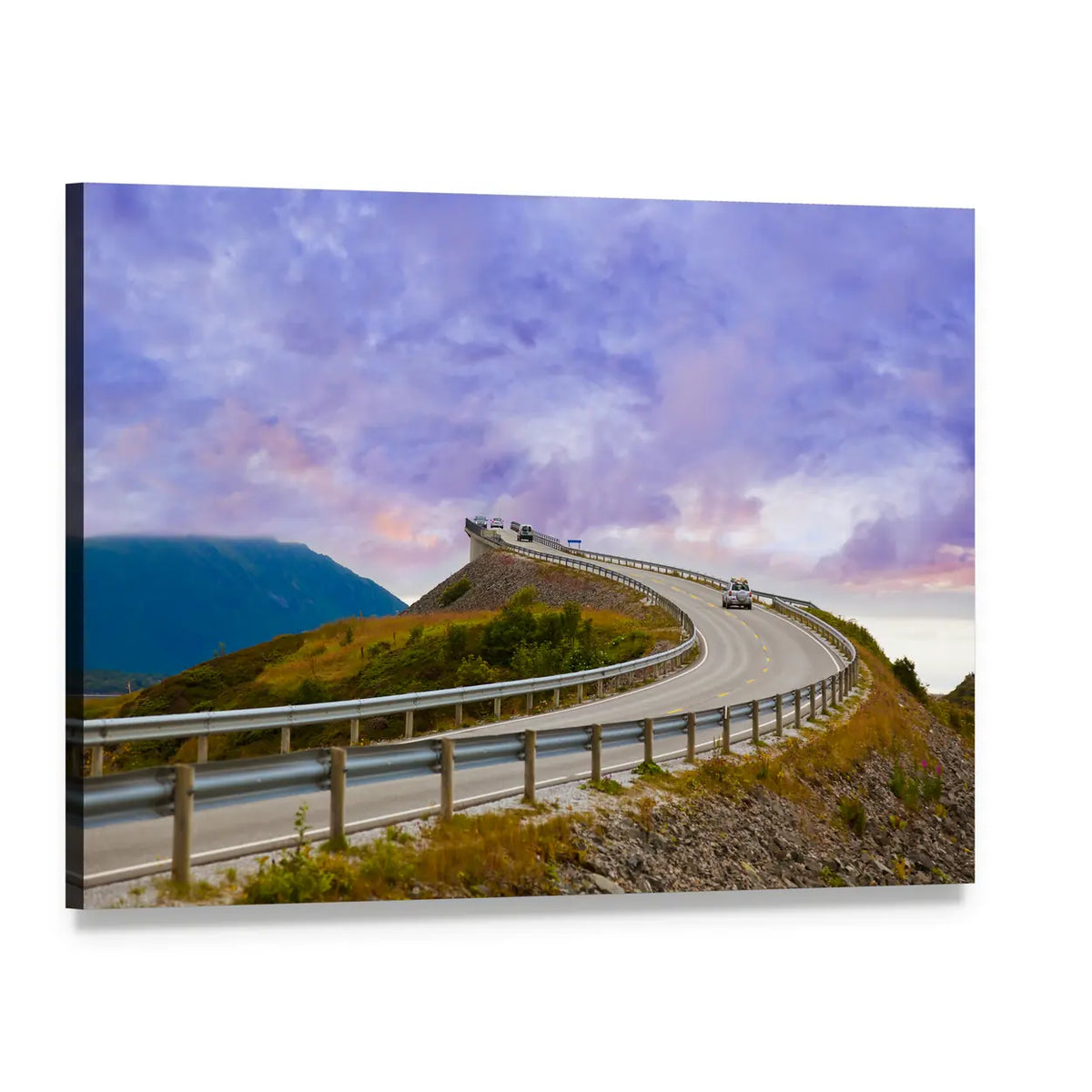 Bridge on Atlantic Road Canvas Wall Art, single panel gallery wrapped canvas, angled product view