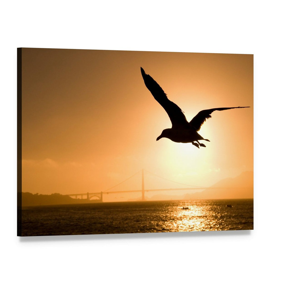 Silhouette of Eagle Canvas Wall Art, single panel gallery wrapped canvas, angled product view