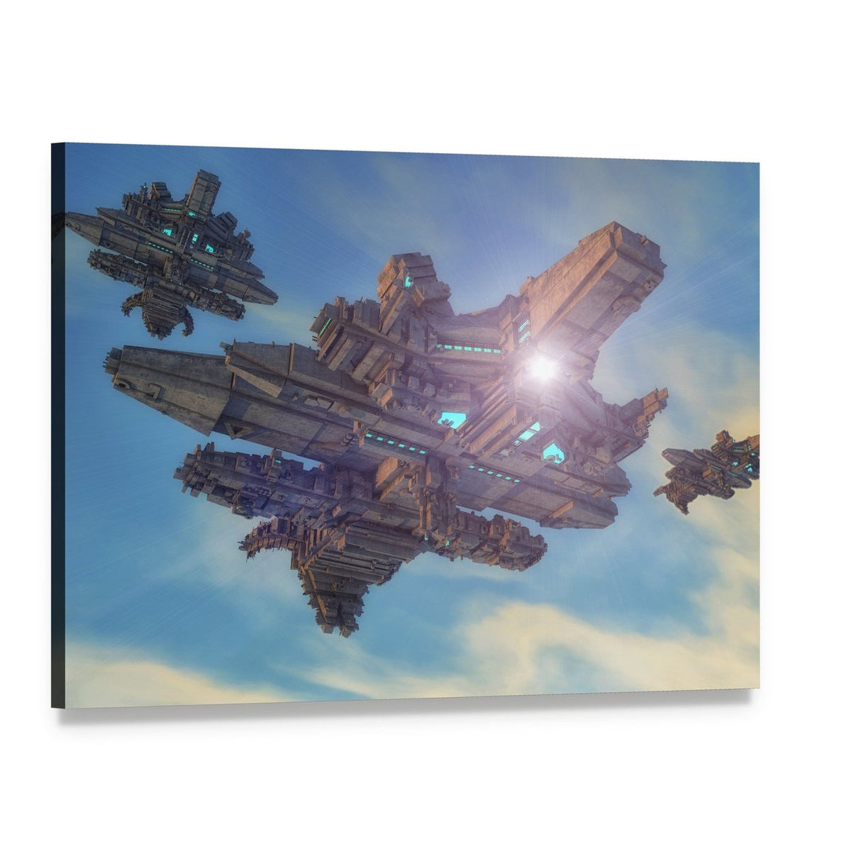 Unidentified Alien Ship Canvas Wall Art, single panel gallery wrapped canvas, angled product view
