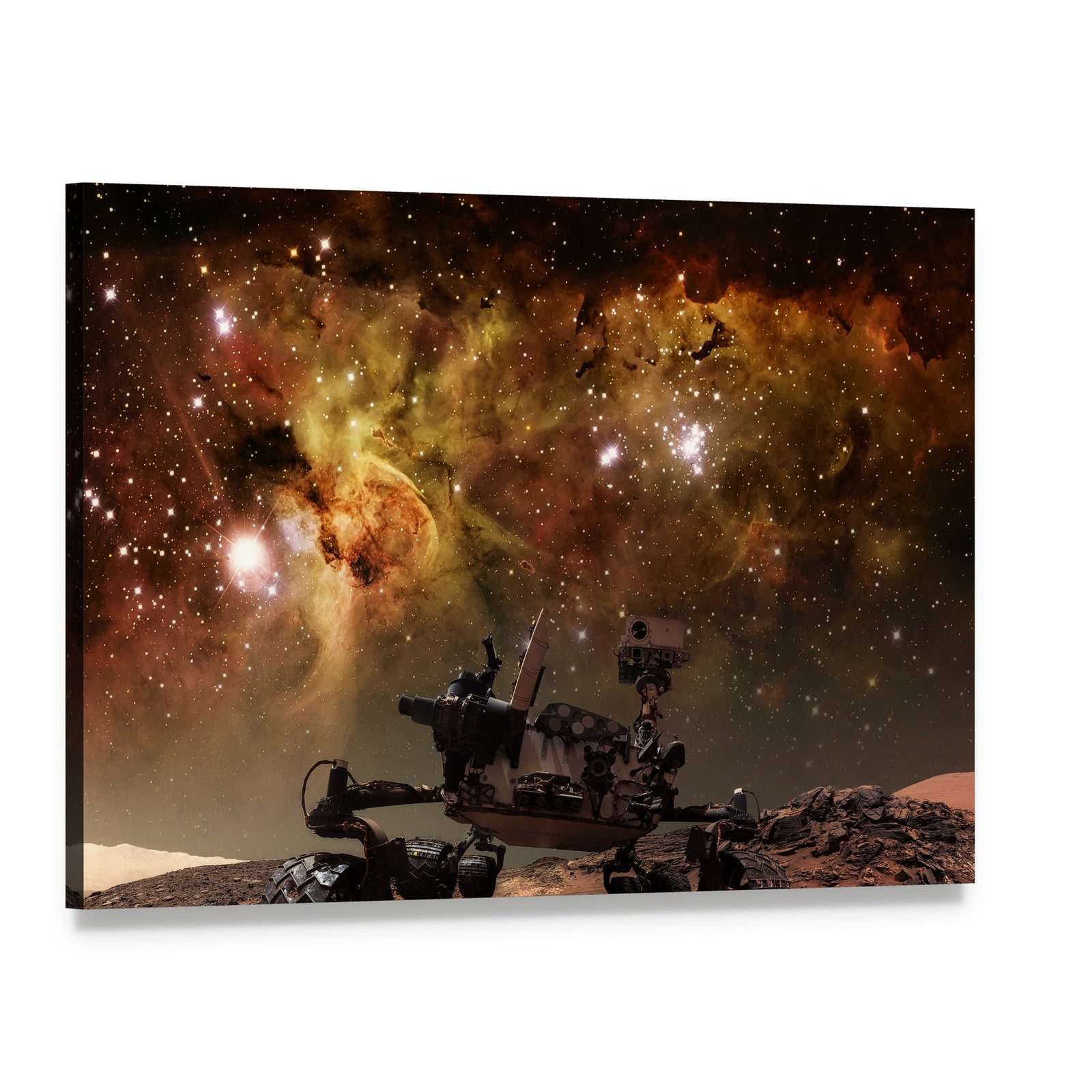 Curiosity Rover on Mars Canvas Wall Art, single panel gallery wrapped canvas, angled product view