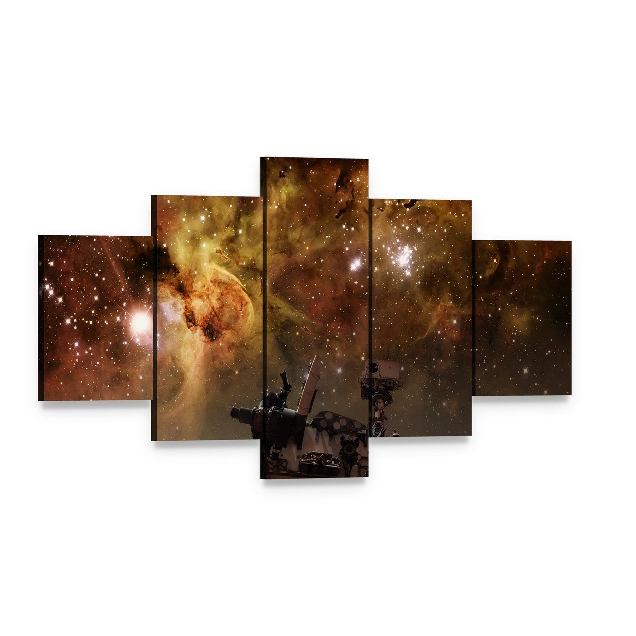 Curiosity Rover on Mars Canvas Wall Art, 5 panel 5 Star layout gallery wrapped canvas set, angled product view