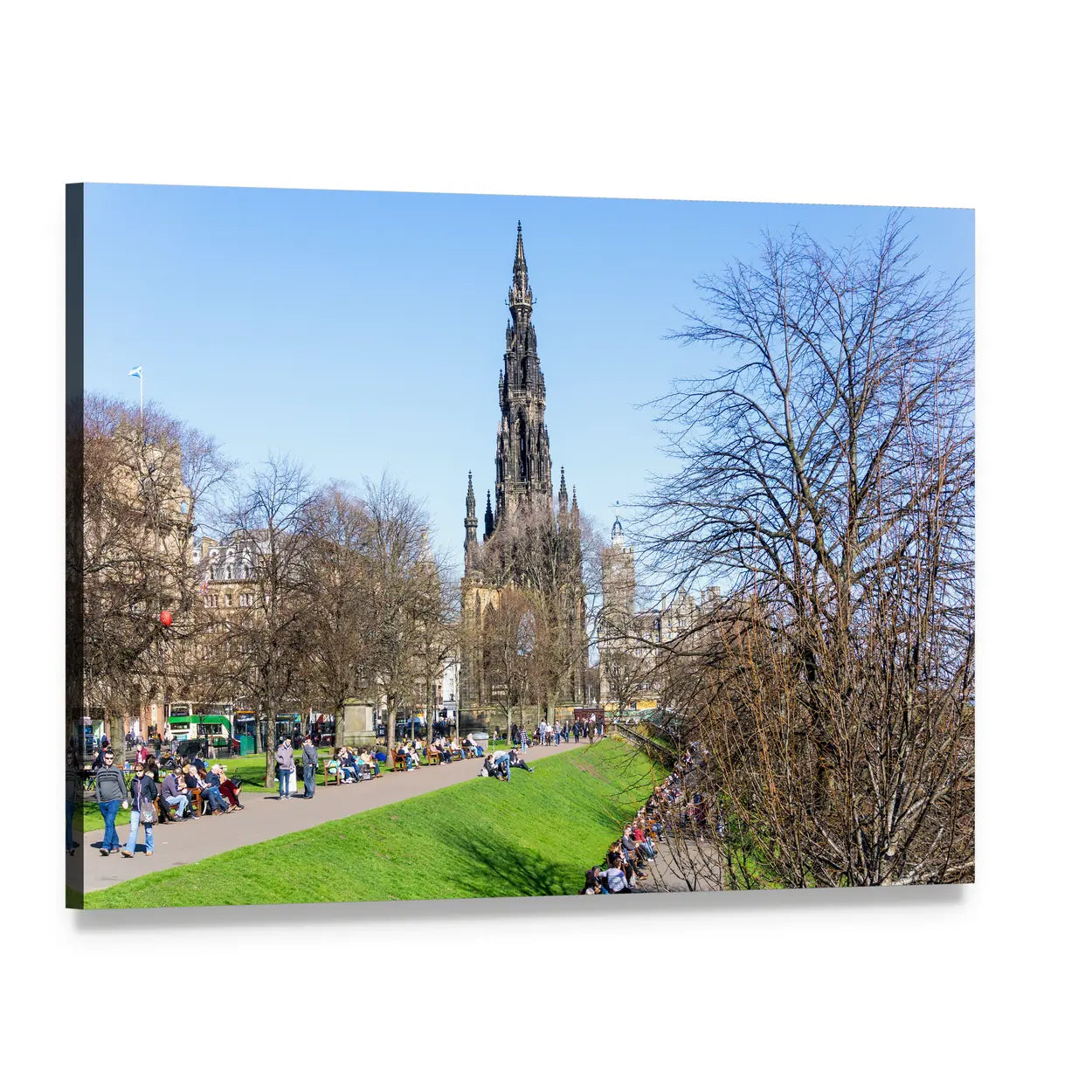 Edinburgh Old Town Street View Canvas Wall Art, single panel gallery wrapped canvas, angled product view