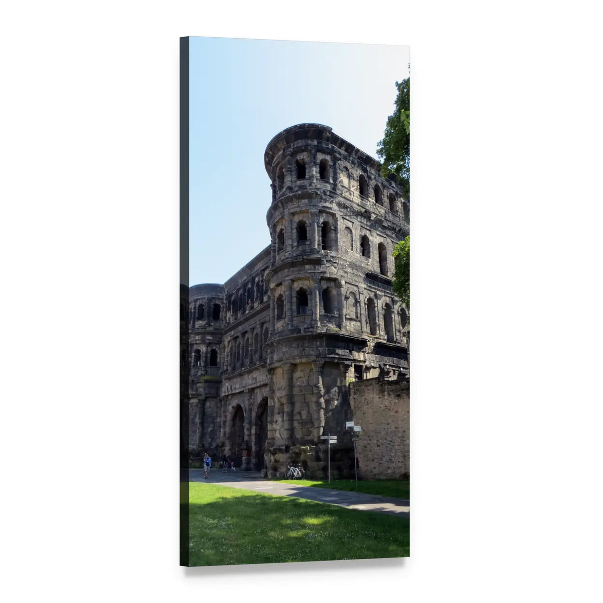 Ancient Stone Arches Over Lawn Vertical Canvas Wall Art, 1 panel 1 Vertical layout gallery wrapped canvas set, angled product view