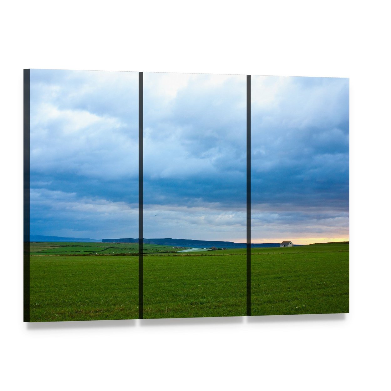 Tempest in Scotland Canvas Wall Art, 3 panel 3 Horizontal layout gallery wrapped canvas set, angled product view