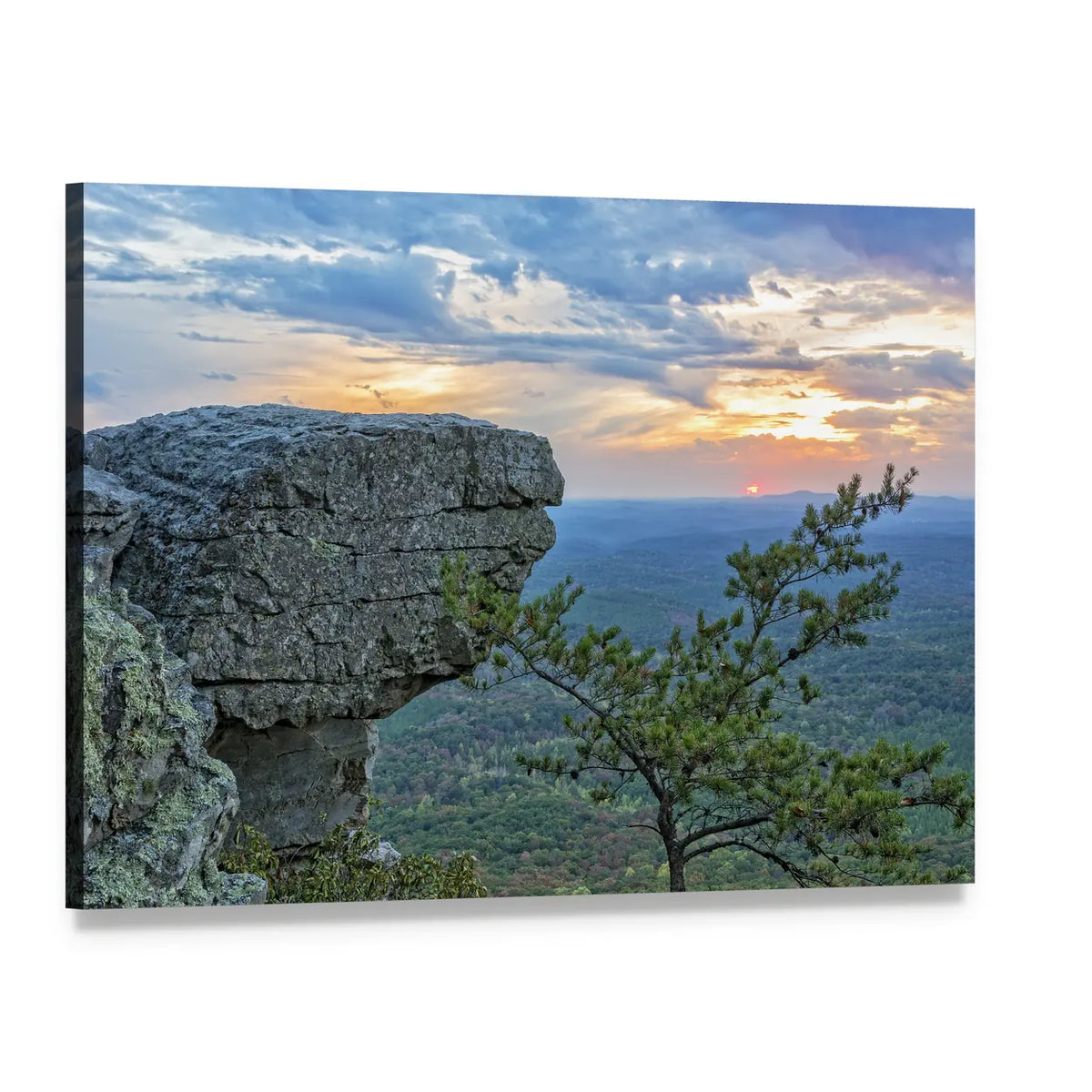 Sunset at Cheaha Mountain State Park Canvas Wall Art, single panel gallery wrapped canvas, angled product view
