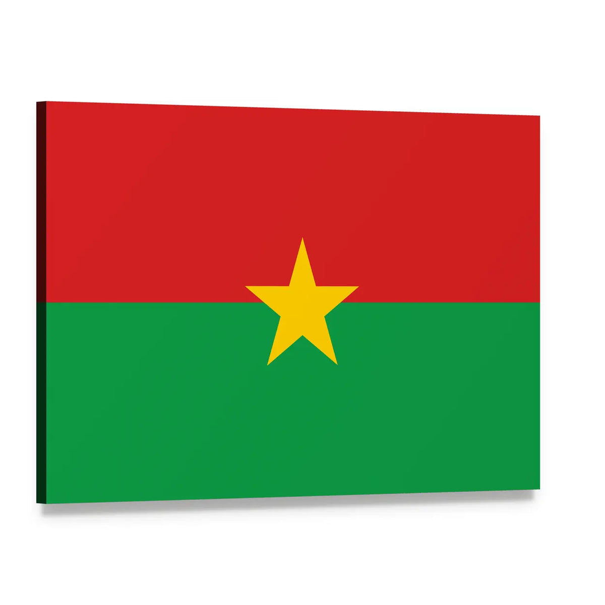 Burkina Faso Flag Canvas Wall Art, single panel gallery wrapped canvas, angled product view