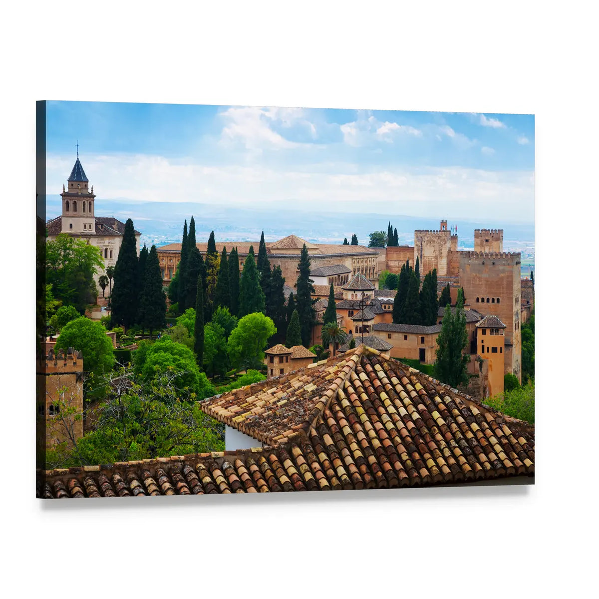 Alhambra Rooftops, Granada Canvas Wall Art, single panel gallery wrapped canvas, angled product view